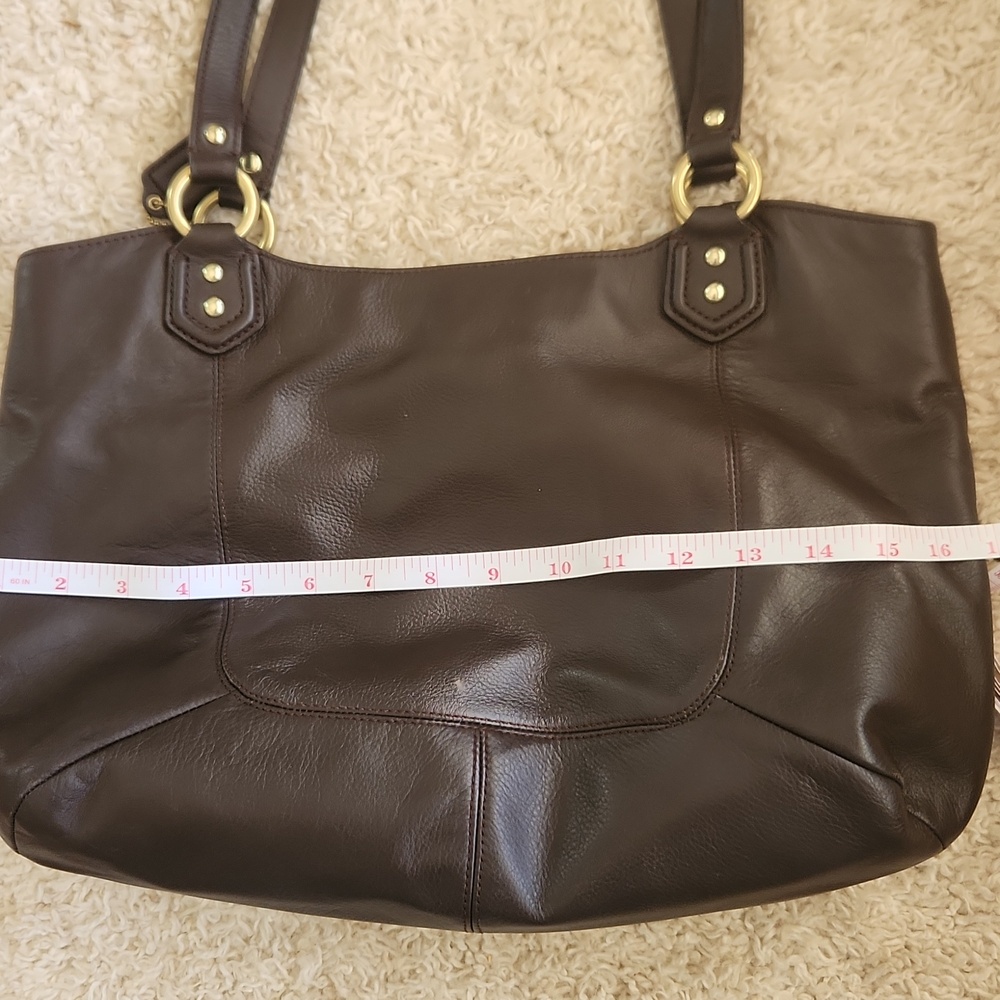Coach Dark Brown Leather Tote - Picture 9 of 11